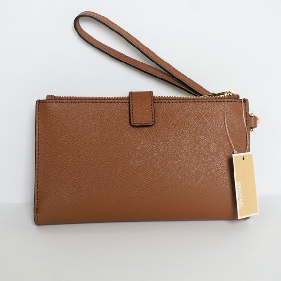 Michael Kors JST Double Zip Leather Wallet Brown - Picture 2 of 9